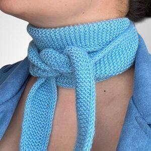 Sophie Scarf Light Blue Merino Wool Blend Neck Warmer Hand Knit Gift for Her